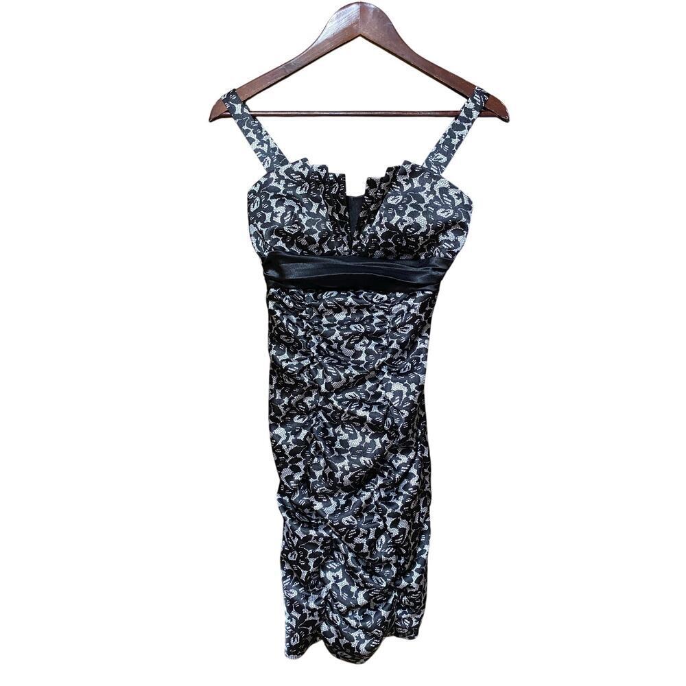 Ruby Rox Black & White Cocktail Body Con‎ Dress Sz 5 Vintage Chic Mint Condition